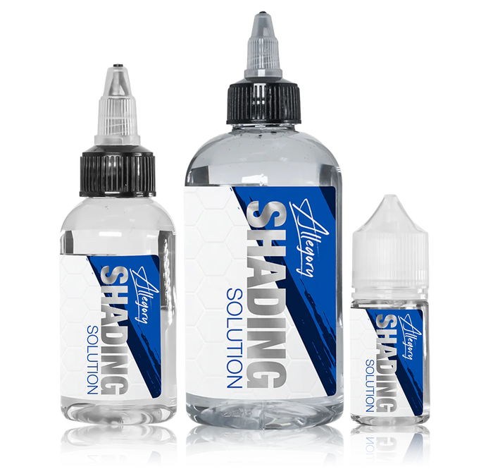 Allegory Smooth Blak professional tattoo ink bottles in 1oz, 2oz, and 8oz sizes