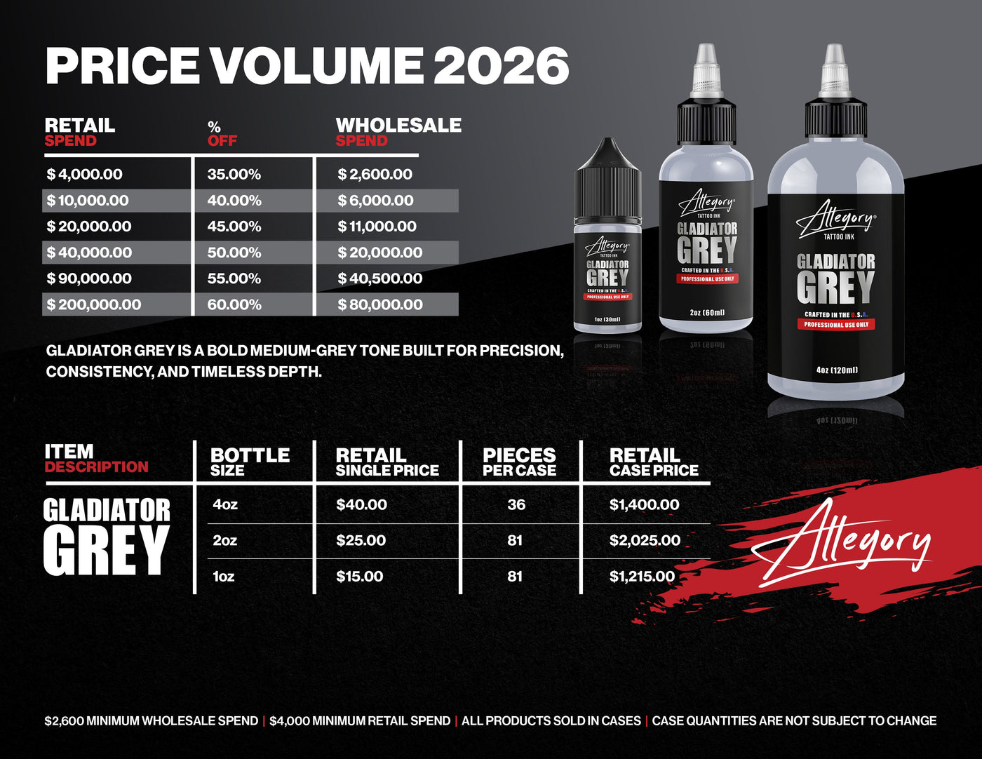 Volume Pricing - Gladiator Grey Ink